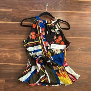 Parker Alice Silk Blend Top Womens Scarf Flower size S NWT